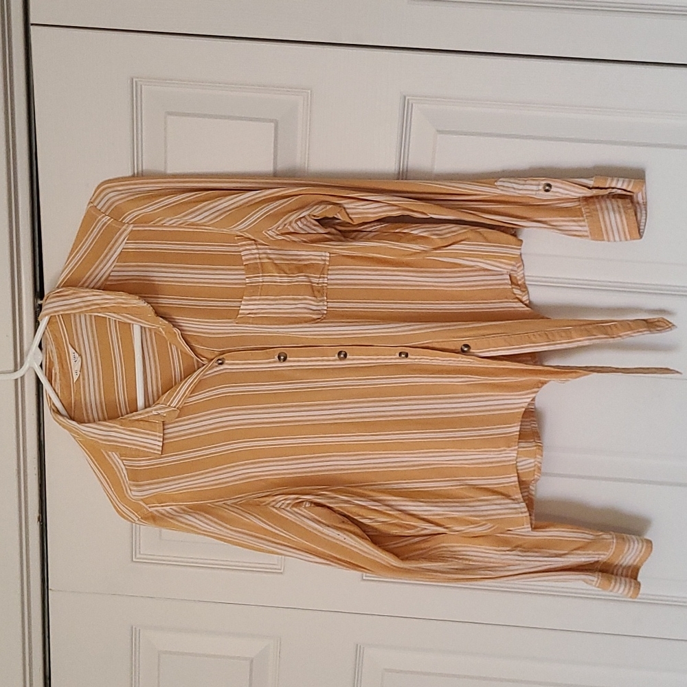Mustard Pin Stripe Tie Bottom Top